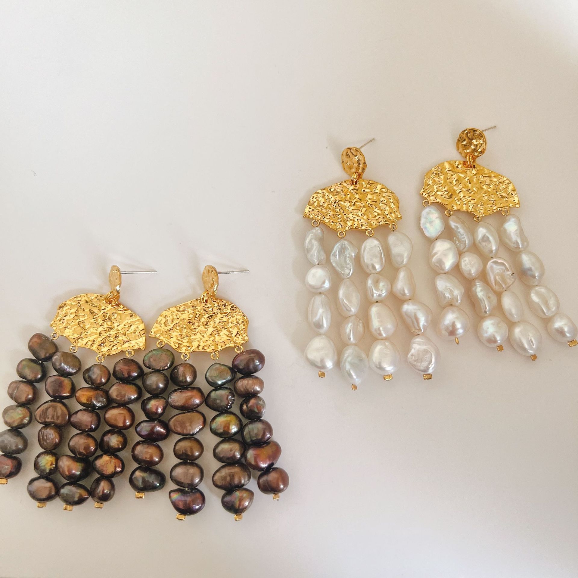 Tassel Earrings Boho - Messing met 18K gouden echte parel