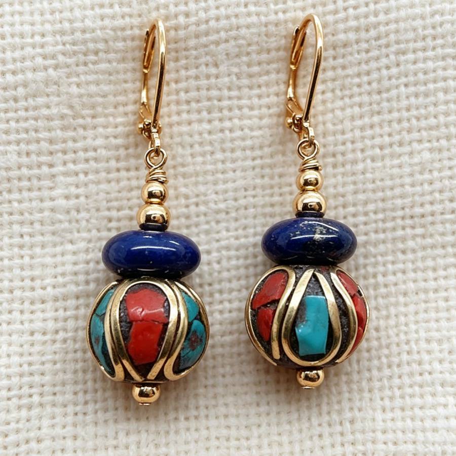 Women Accessories Nepal - Hangende handgemaakte Nepal blauwe Lapis Lazuli