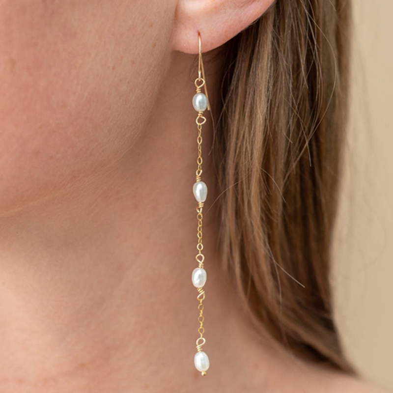 14K Gold Filled Natural Pearl  - Tassel Earrings Boho recensie en prijs